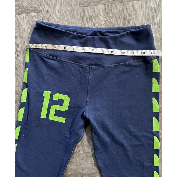 Seattle Seahawks Leggings Size Small Capri NFL Team Navy Blue Neon Green 12 Fan - Picture 3 of 4
